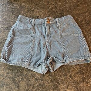 Universal Blue Striped High Waist Shorts